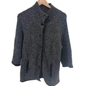 Talbots‎ Gray Button Front Cardigan Small 3/4 Sleeve Career Office